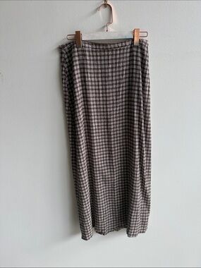 Brown Plaid Midi Skirt - Women